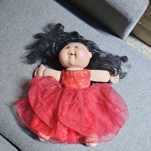 Red Dress Doll with Black Hair